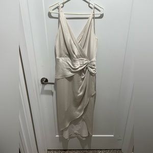 Satin Twist Waist Hi-Lo Midi Dress